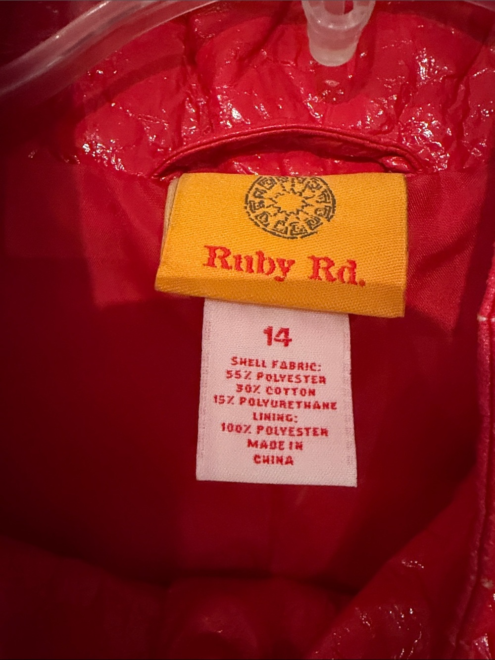 Ruby Rd Shiny Red Crinkle Button Front Funnel Neck Jacket - Picture 2 of 3